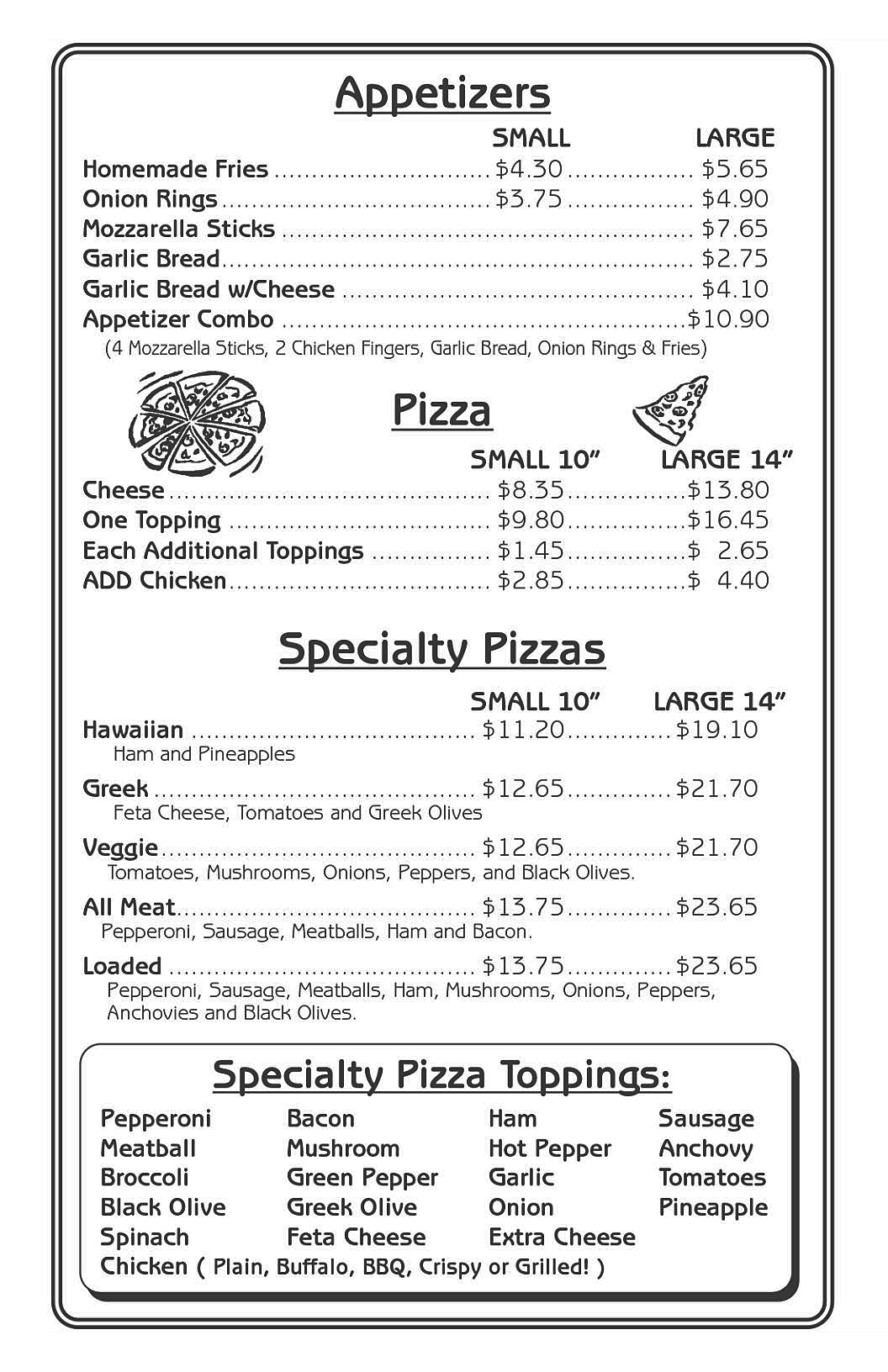 georges pizza near auburn lewiston turner maine subs italians take out menu page 2