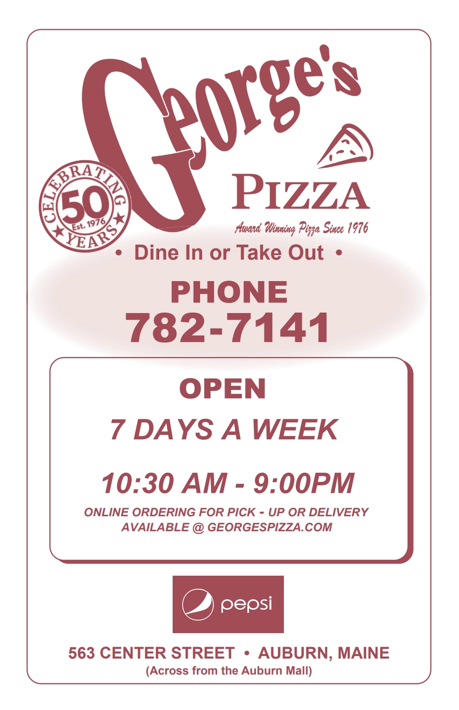 georges pizza near auburn lewiston turner maine subs italians take out menu page 1